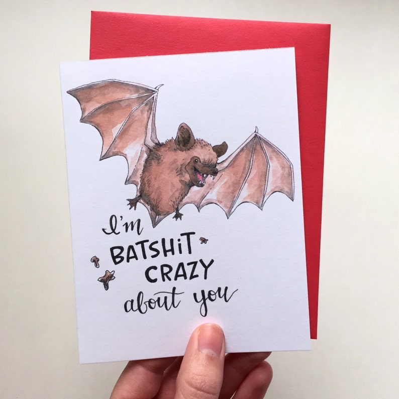I'm Batsh!t Crazy About You Bat Valentine Love Card - Etsy