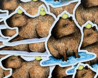 Sticker pour le bain Capybara Yuzu - Sticker vinyle durable