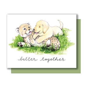 Better Together Gepard und Hund Liebe Freundschaft Hochzeit Jahrestag Karte