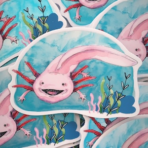 Holographic Vinyl Die Cut Axolotl Durable Sticker Decal