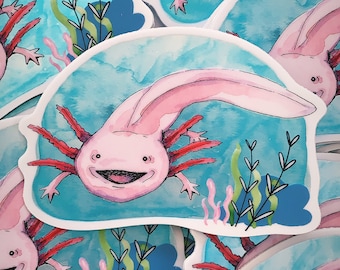 Holographic Vinyl Die Cut Axolotl Durable Sticker Decal