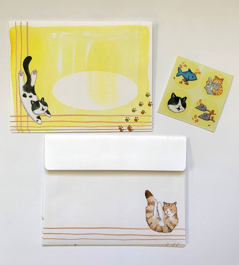 Cat Letter Writing Kit Stationery Set Snail Mail Kit Etsy