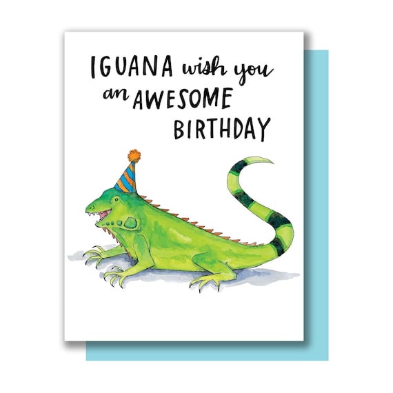 Iguane Vous Souhaite Une Carte De Joyeux Anniversaire Genial Etsy France