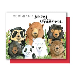 Te deseamos una tarjeta Beary Christmas Cute Bears Merry Christmas