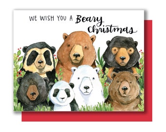 Beary Christmas Card: Watercolor Bears Holiday Greeting