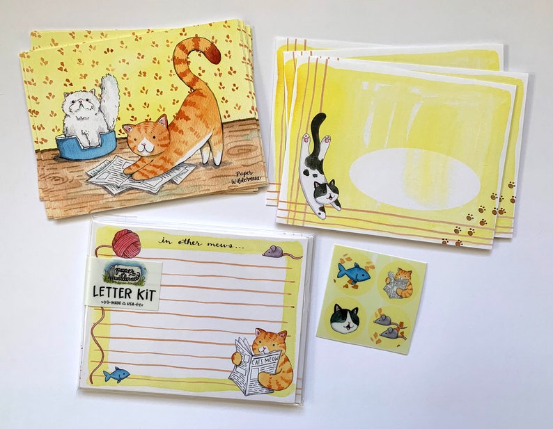 Cat Letter Writing Kit Stationery Set Snail Mail Kit Etsy