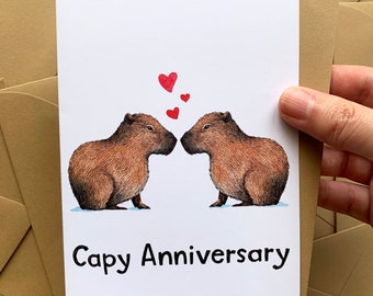 Carte Capybara Love, joyeux anniversaire de Capy