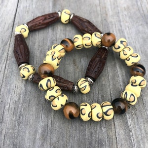 Boho Brown Yellow Bracelet Set Bohemian Stretch Bracelets