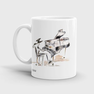 Piano Ceramic Mug, pianist, music,illustrated