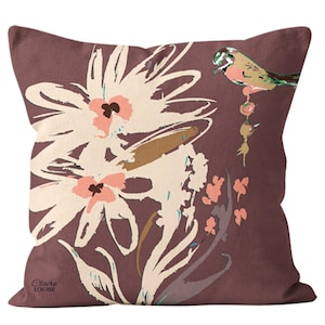 Mahogany Daisies Cushion Brown Floral Decorative Pillow
