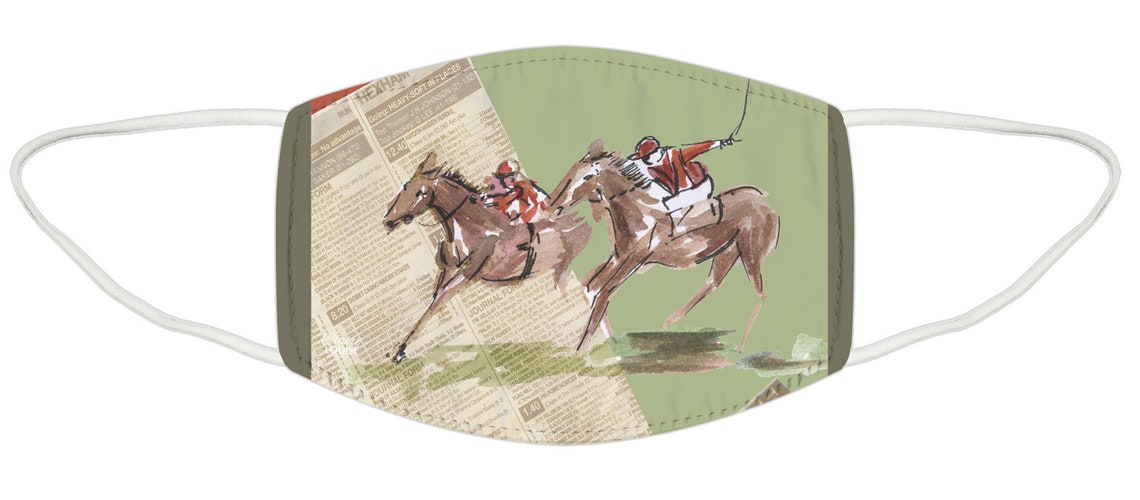 Horse Racing Face Mask Men Women Unisex Horses Jockeys Etsy