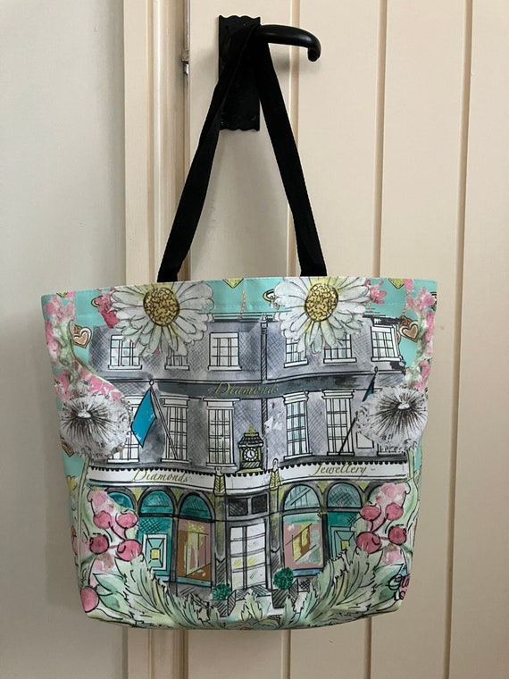 Tiffany Inspired Shop Window Tote Canvas Bag Stylish Luxury 