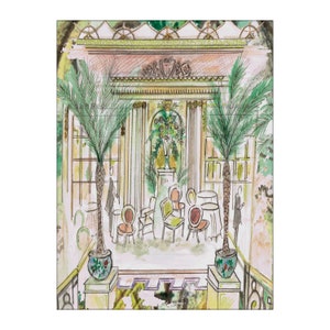 Afternoon Tea At The Ritz fine art giclee print, wall art, illustration, fine art print, london