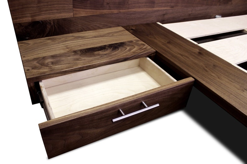 Walnut Floating Platform Bed Frame with Floating ...