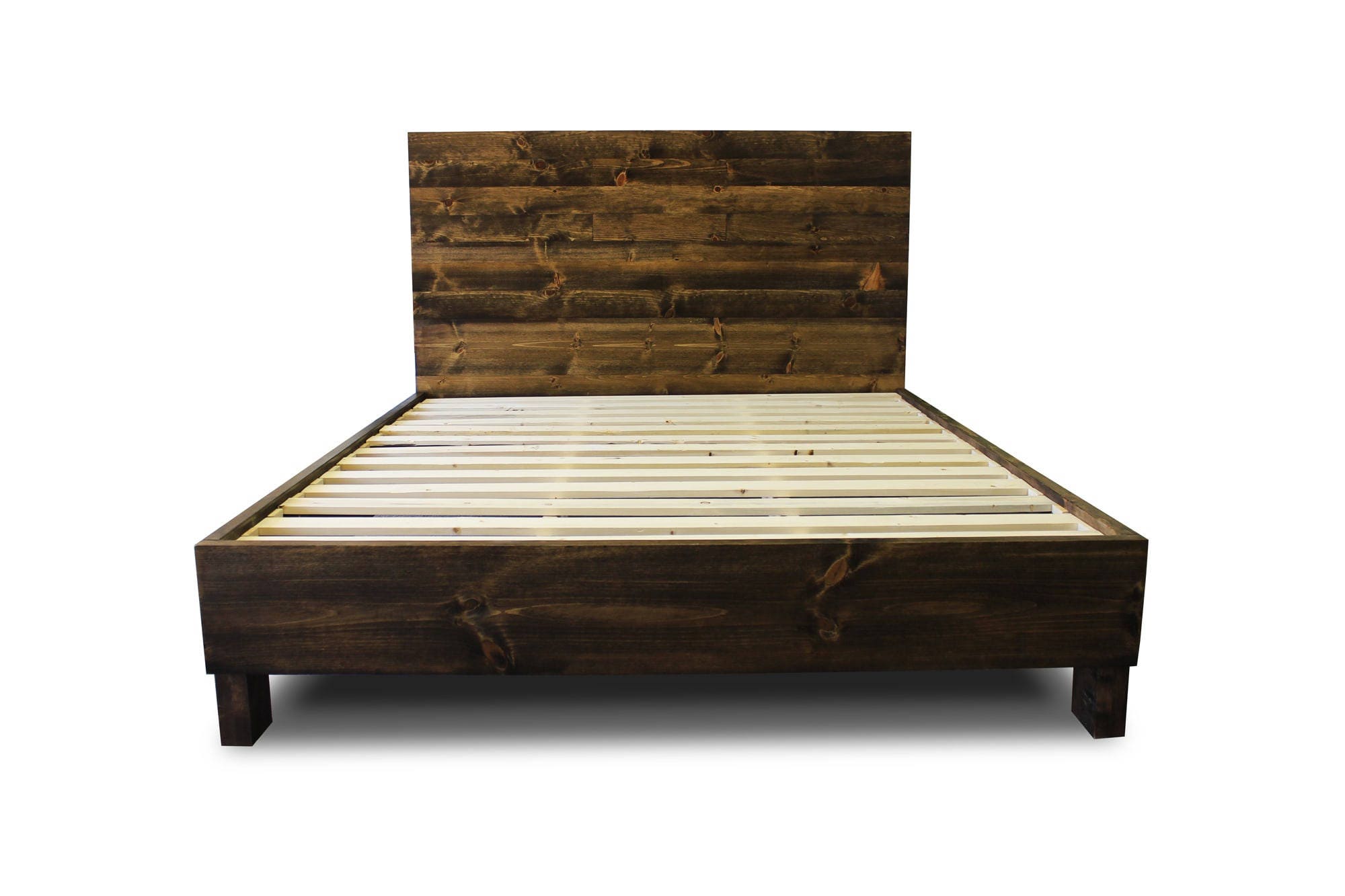 Rustic Solid Wood Platform Bed Frame Headboard Reclaimed 50