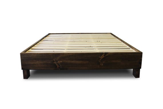 Rustic Platform Bed Frame Old World Reclaimed Wood Style Bed Farmhouse Platform Bed Simple Bed Frame Platform Bed