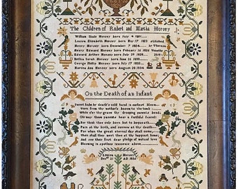 Louisa Horsey 1838 Sampler Shakespeare/'s Peddler Cross Stitch Pattern