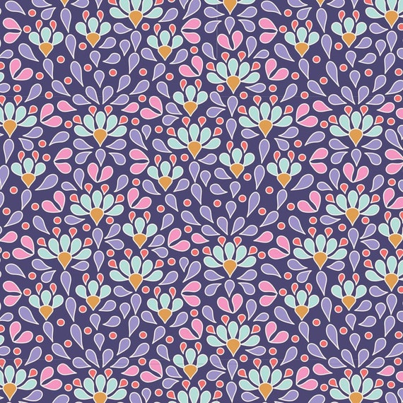 TILDA Cotton Beach - Sea Anemone Blue 100332 - Fat Quarter