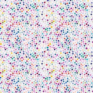 Peut inclure: Motif abstrait composé de petits points multicolores sur fond blanc. Les points, dans des tons de rouge, bleu, vert, violet et jaune, sont disposés en diagonale, créant un effet texturé. Le design est vif et attrayant.