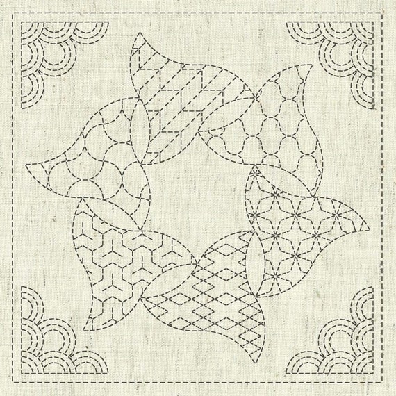 Sashiko Cloth - Kaza-Garumi 5 - Cloth only