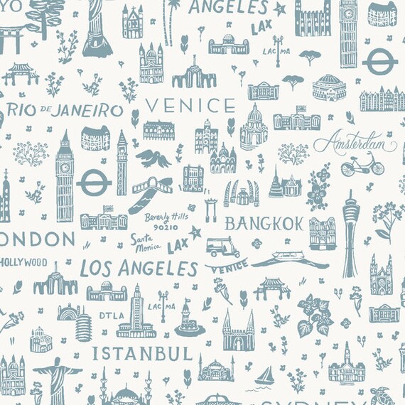 Bon Voyage RP803-BL1 - Rifle Paper Co - 1/2 yard