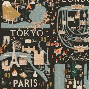 Bon Voyage di Rifle Paper Co - 801BK3 Tela - 1/2 Iarda