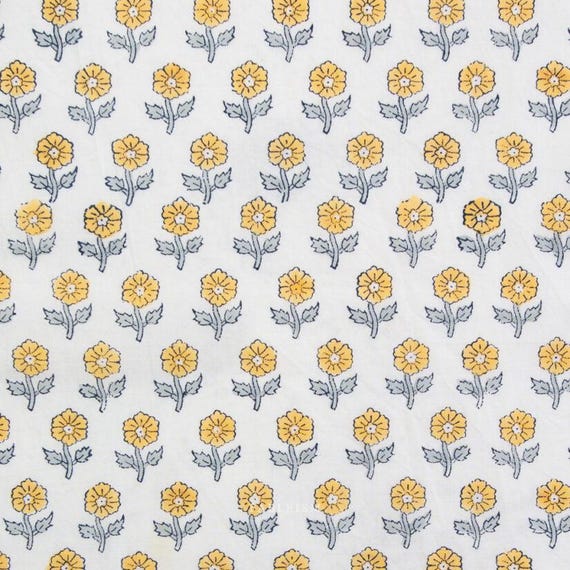 Fableism - Indian Block Prints Cottage Collection - BPCT-10-FWG-YELLOW - 1/2 yard