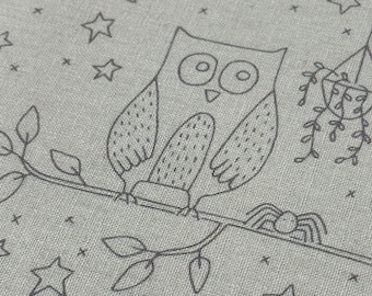 Owl and Hare Hollow - Preprinted stitchery panel by Natalie Bird