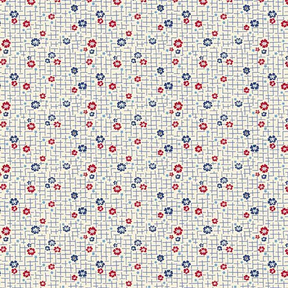 Aunt Grace Goes Scrappy - Judie Rothemel - R351531D CREAM grid - 1/2 yard