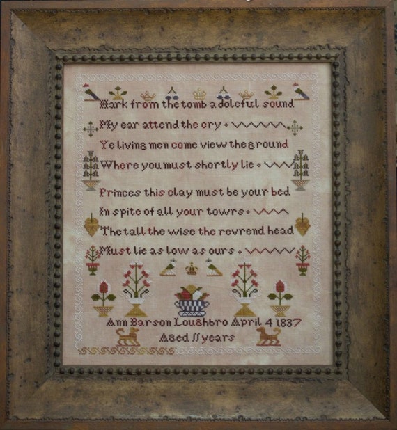 Ann Barson Loughbro 1837 - Plum Street Samplers - Cross Stitch Chart