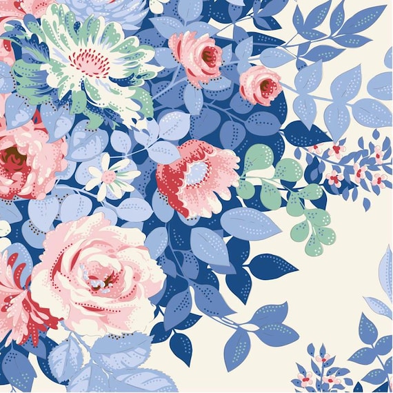 TILDA Something Blue - Whimsyflower Cream 100665 - Fat Quarter