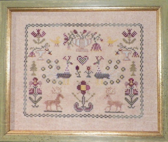 Flowers and Peacock Sampler - Dames of the Needle - Cross Stitch Chart