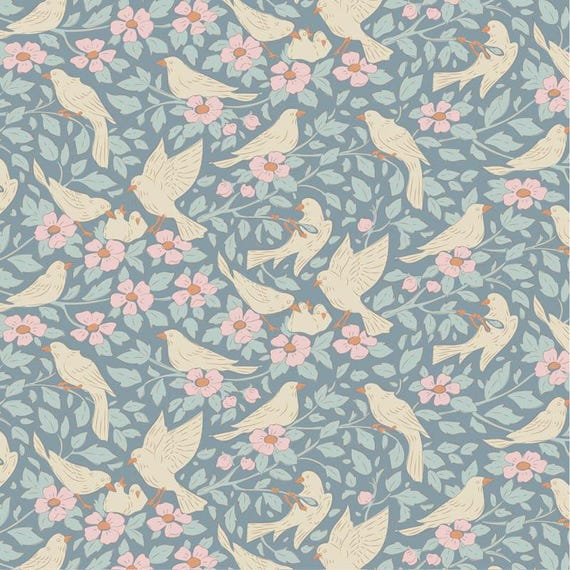 TILDA Songbird - Ava Blue 100651 - Fat Quarter