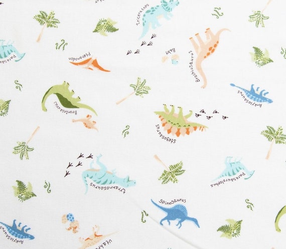 Little Dinosaurs - Soft White - 1/2 yard