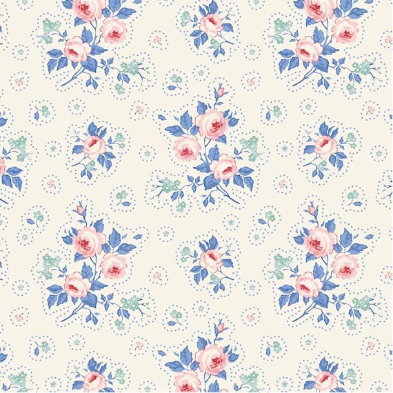 TILDA Something Blue - First Kiss Cream 100669 - Fat Quarter