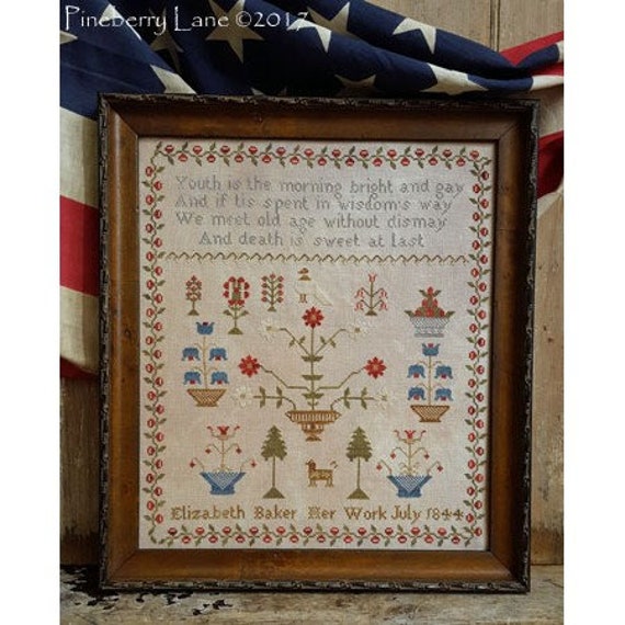 Elizabeth Baker 1844 - Pineberry Lane - Cross Stitch Chart