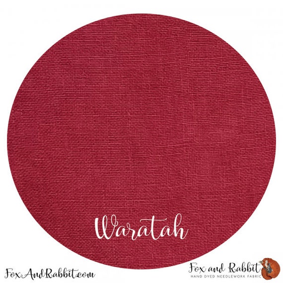 Waratah - Fox and Rabbit Designs - Hand-Dyed linen - 36 count