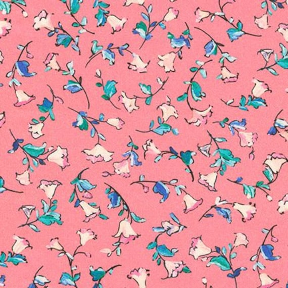 London Calling Lawn 10 - Trumpet Blooms Coral - 1/2 yard RK20260143