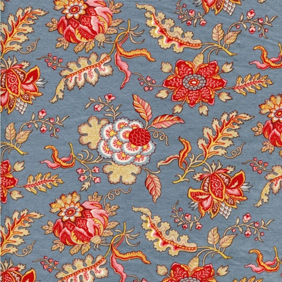 Dutch Heritage Pomegranate 1022 - Blue - 1/2yd