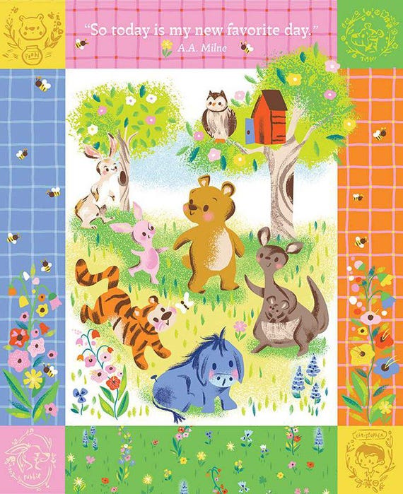 100 Aker Woods Cot Panel P15177 - 92 x 110 cms / 36 x 44 inches
