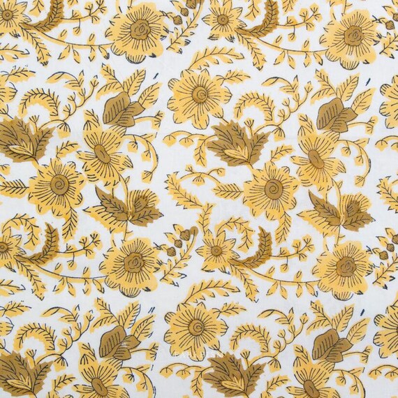 Fableism - Indian Block Prints Cottage Collection - BPCT-08-CTY-YELLOW - 1/2 yard