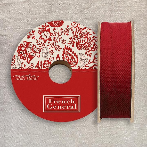 1.5 inch Webbing - French General - Red 212111 - 1/2 yd - 1/2 yard