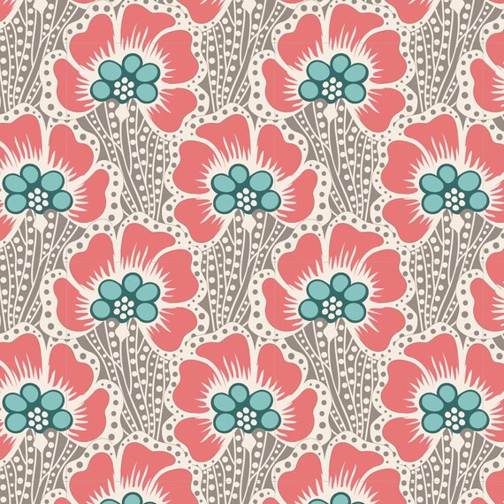 TILDA Cotton Beach - Ocean Flower Grey 100330 - Fat Quarter