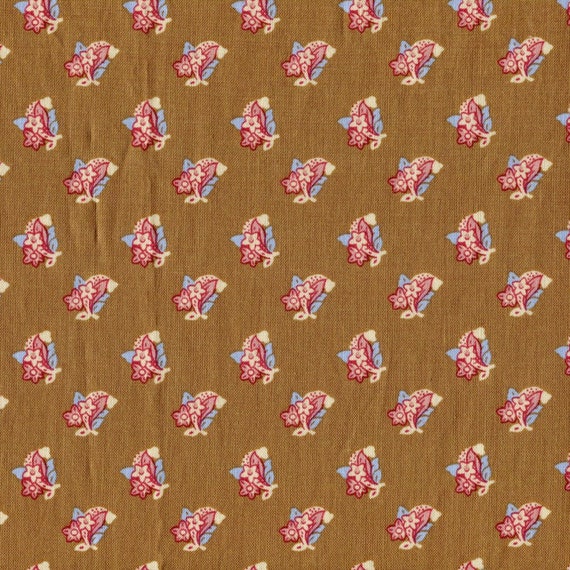 Dutch Heritage Light Brown Flowers 1012 - 1/2 yard