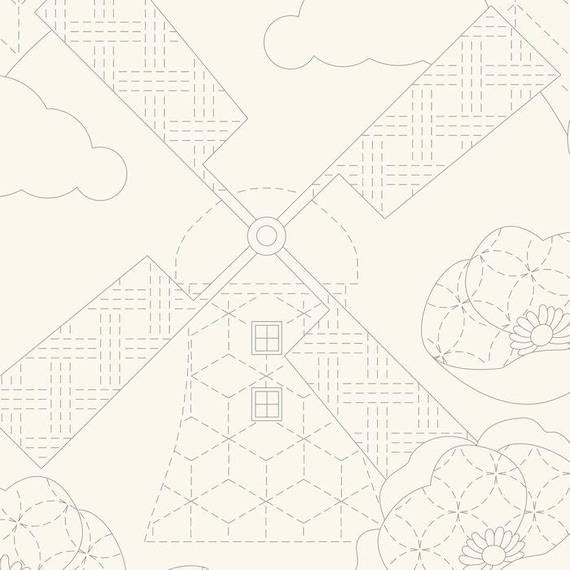 Little Scenes Sashiko Panel DV4268 - Natural - Cloth only