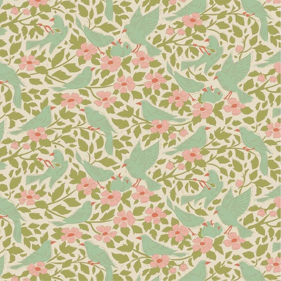 TILDA Songbird - Ava Green 100650 - Fat Quarter