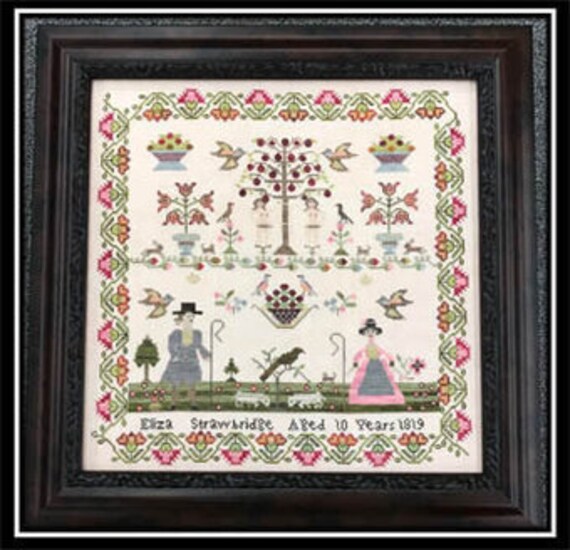 Eliza Strawbridge 1819 - Victorian Rose - Cross stitch chart