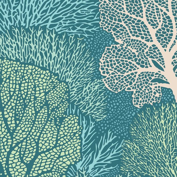 TILDA Cotton Beach - Coral Reef Teal 100339 - Fat Quarter