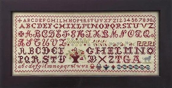 TGA Redwork Sampler - Just Stitching Along - Cross Stitch Chart