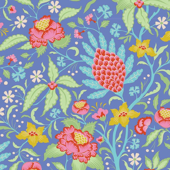 TILDA Bloomsville - Flowertangle Blue 100509 - 1/4 yard